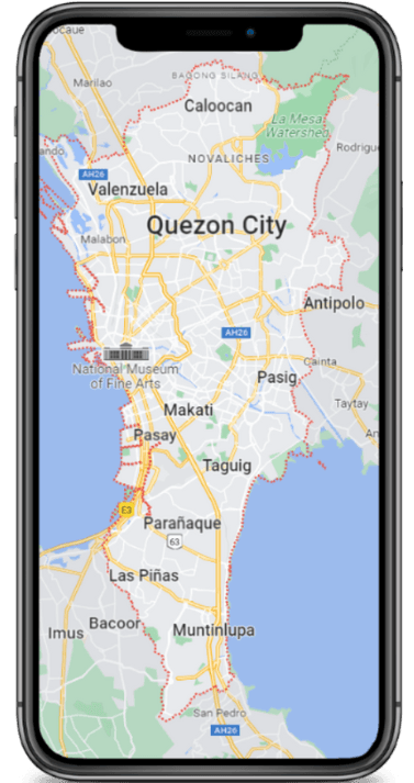 Phone with map image